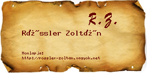 Rössler Zoltán névjegykártya